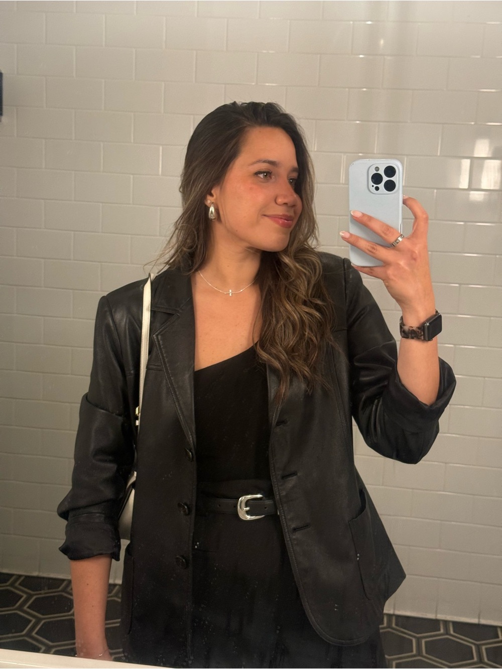 Talbots Black Leather Blazer Jacket